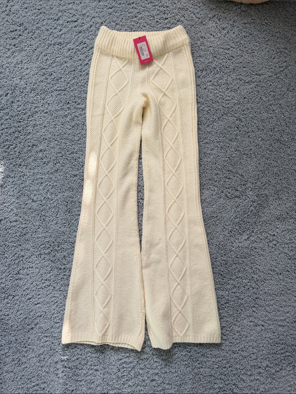 Edikted NWT Cream Cable-Knit Flared Pants